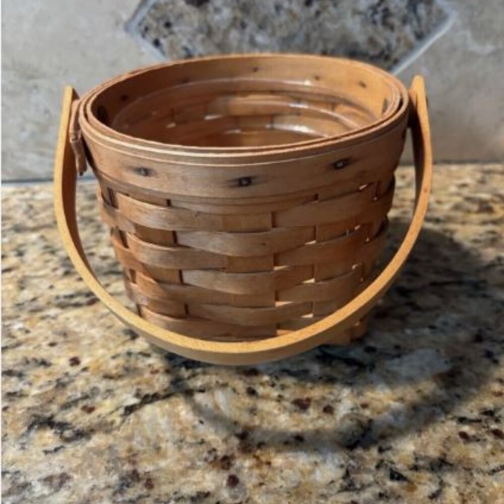 Vtg Longaberger 5" Measuring Basket with Swing Handle & Protector Signed